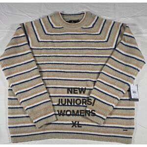 Volcom Juniors XL Girl Guide Sweater Long-Sleeve Striped Sand New With Tags